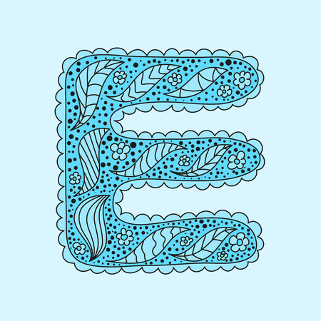 Cute letter E. Floral monogram Eのイラスト素材