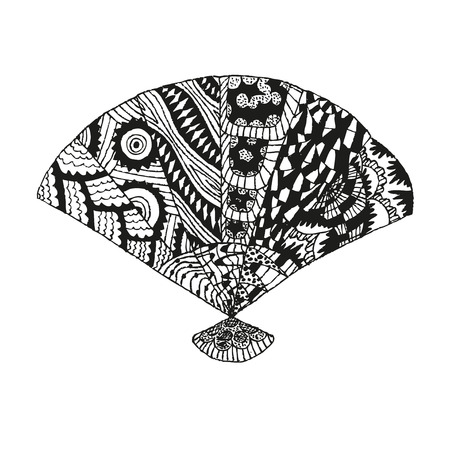 Hand drawn vintage fanのイラスト素材