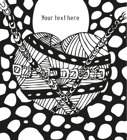 Doodling greeting card with hand drawn heartのイラスト素材