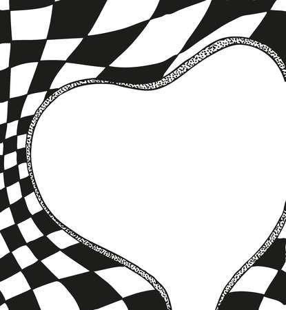 Valentines Day Frame in the form of heart with a chess background for your message or photo, vector illustrationのイラスト素材