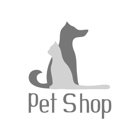 Cat and dog sign for pet shop logo isolated on white backgroundのイラスト素材