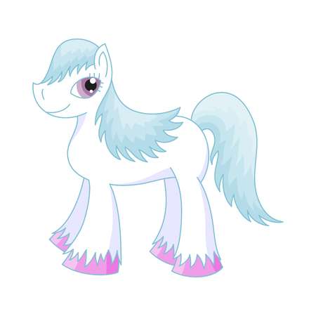 Vector illustration of cute horse, romantic pony with a blue magnificent mane and tailのイラスト素材
