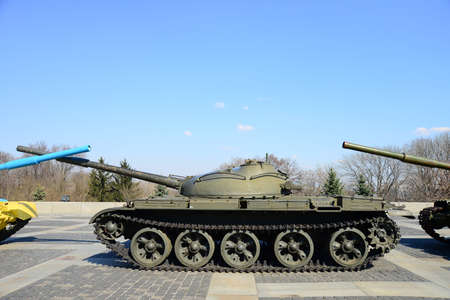 KYIV, UKRAINE - APRIL 10, 2019: Local Conflicts Museum; war machines of world war 2, tanks,...
