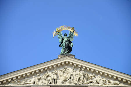 LVIV, UKRAINE - APRIL 17, 2019: Solomiya Krushelnytska State Academic Opera (Lviv opera house) and Ballet Theater (1897 - 1900) Theater is built in Viennese neo-Renaissance styleのeditorial素材