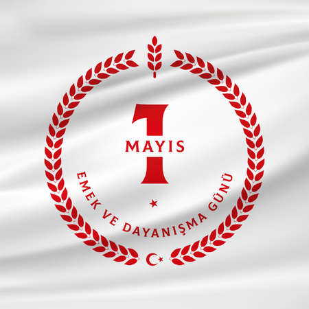 Minimal design for May 1st labor and solidarity day card. (English: 1 may labor and endurance day, happy holiday ii) Labor day design for label, social media, banner.のイラスト素材