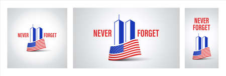 New York, USA - September 3, 2020: 9/11 Patriot Day banner. USA Patriot Day card. September 11, 2001. We will never forget you. Vector design template for Patriot Day.のイラスト素材