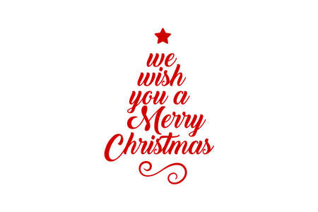 Merry christmas red hand lettering inscription to winter holiday design, calligraphy vector illustration. Merry Christmas and Happy New Year. Calligraphy lettering badge design for winter Xmas.のイラスト素材