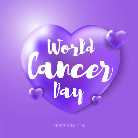 Illustration Of 4 February World Cancer Day Poster Or Banner Background. Cancer Awareness Realistic...