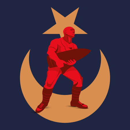 Turkish national holiday of March 18, 1915 the day of the Canakkale Victory background. monument. Translation: March 18, Anakkale Victory and the Commemoration of the Martyrs.のイラスト素材