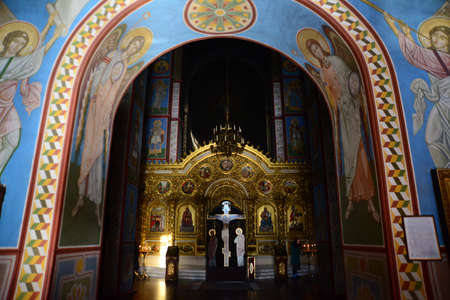 View of the St. Michaels Golden-Domed Monastery with cathedral and bell tower seen in Kiev, the Ukrainian Orthodox Churchのeditorial素材
