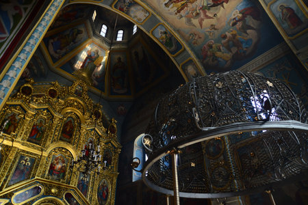 View of the St. Michaels Golden-Domed Monastery with cathedral and bell tower seen in Kiev, the Ukrainian Orthodox Churchのeditorial素材