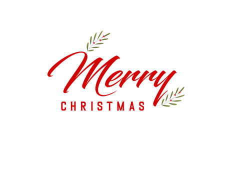 Merry Christmas vector brush lettering. Hand drawn modern brush calligraphy isolated on whiteのイラスト素材