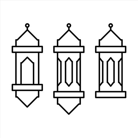 Ramadan Lantern Symbol Monochrome Background Vector Illustrationのイラスト素材