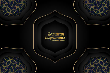 Islamic greetings ramadan kareem card design background with lanterns and crescent moon. (Translation: Happy Eid Al-Ramadan.)のイラスト素材