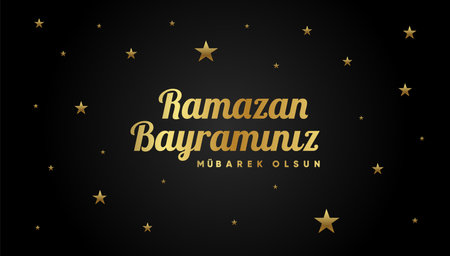 Islamic greetings ramadan kareem card design background with lanterns and crescent moon. (Translation: Happy Eid Al-Ramadan.)のイラスト素材