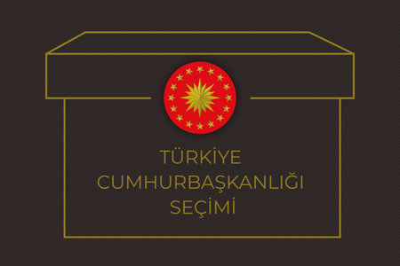 General and Presidential elections in Turkey 14 May 2023. (Turkish Translate on the Image: 14 May Turkish Presidential Election) Ballot Box and Turkish Flag Symbol and Presidenのイラスト素材