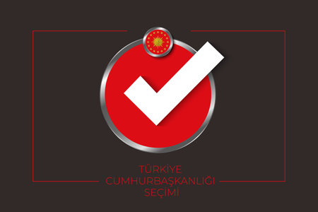 General and Presidential elections in Turkey 14 May 2023. (Turkish Translate on the Image: 14 May Turkish Presidential Election) Ballot Box and Turkish Flag Symbol and Presidenのイラスト素材