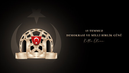 Turkish holiday Democracy and National Unity Day 15 July Translation from Turkish: The Democracy and National Unity Day of Turkey, veterans and martyrs of 15 July. With a holiday.のイラスト素材
