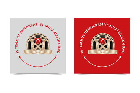 Turkish holiday Democracy and National Unity Day 15 July Translation from Turkish: The Democracy and National Unity Day of Turkey, veterans and martyrs of 15 July. With a holiday.のイラスト素材