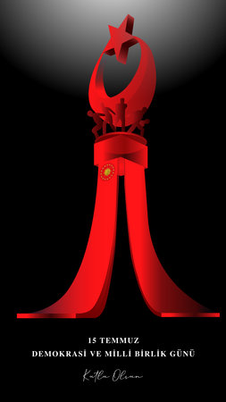 Turkish holiday Democracy and National Unity Day 15 July Translation from Turkish: The Democracy and National Unity Day of Turkey, veterans and martyrs of 15 July. With a holiday.のイラスト素材
