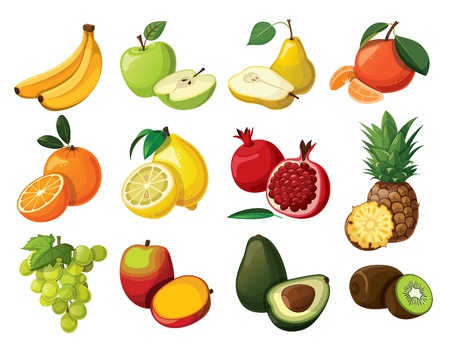 A set of delicious fruit  Isolated on white background  のイラスト素材