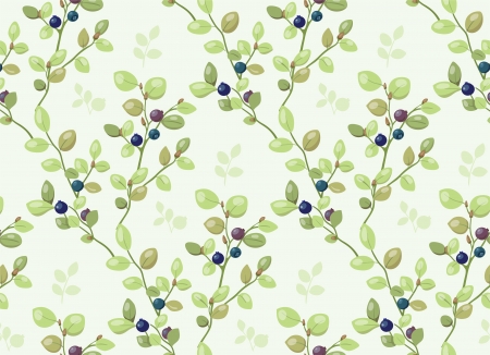 Tiled pattern with blueberry bushesのイラスト素材