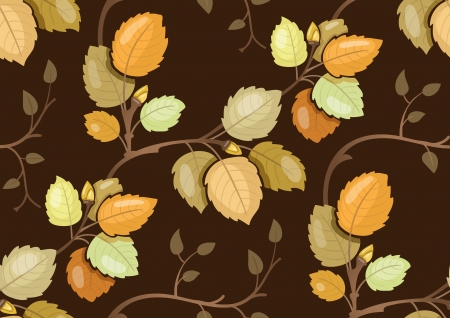 Repeating pattern with swirling branches with autumn leavesのイラスト素材