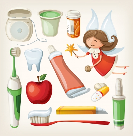 Set of items for keeping your teeth healthyのイラスト素材