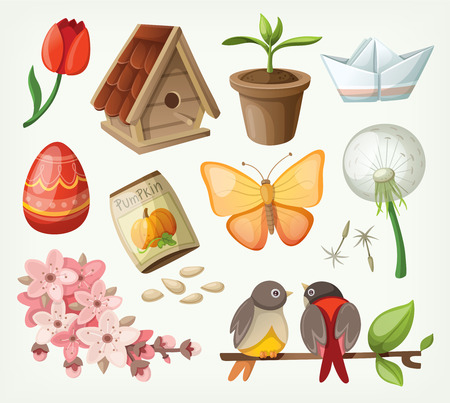 Set of spring items. のイラスト素材