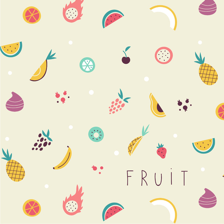 Small fruit and vegetables icons pattern.のイラスト素材