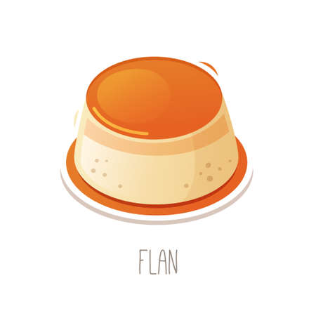 Collection of cakes, pies and desserts for all letters of alphabet. Letter F - flan. Isolated vector illustrationのイラスト素材