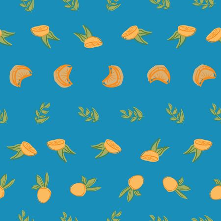 orange leaf seamless repeat pattern deisgn. Great for food illustration and textile design.のイラスト素材