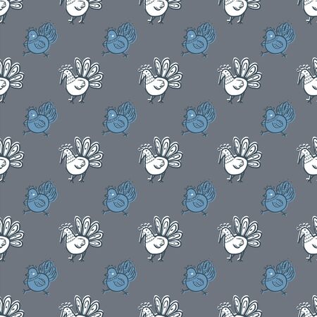 chicken folklore print seamless repeat pattern. Perfect for kids, easter and countryのイラスト素材