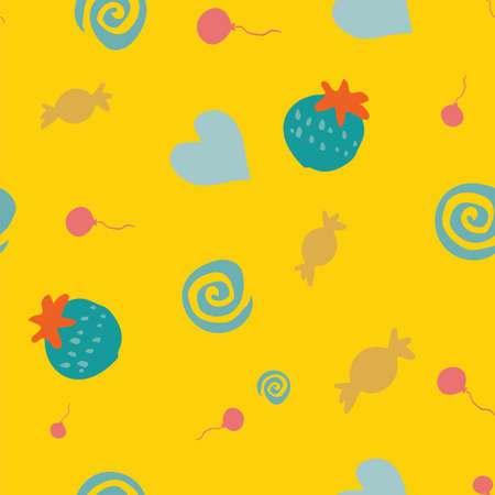 Strawberry Heart Valentine Balloon Seamless Pattern. Vector illustration. Great for wrapping paperのイラスト素材