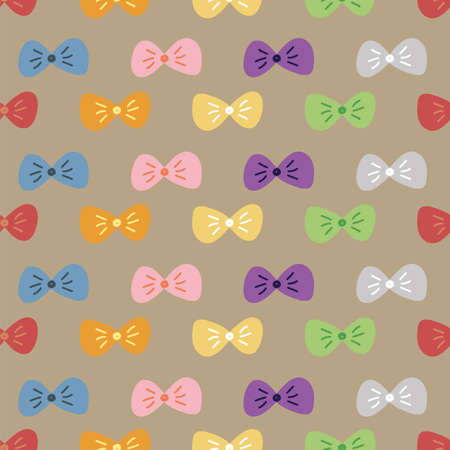 Bow Tie Colorful Seamless Pattern. Vector illustration. Great for birthday, party, gift wrapping, wallpaper, textile and scrapbookのイラスト素材