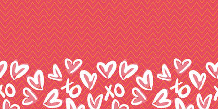 Valentine Love Heart XO Zigzag Frame Border Seamless Pattern. Vector illustration. Great for...