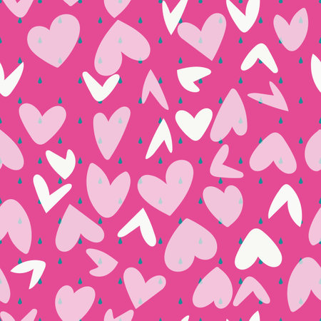 Valentine Love Heart Tear Rain Drop Seamless Pattern. Vector illustration. Great for valentines,...