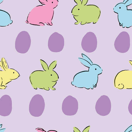 Easter Egg Bunny Seamless Patten. Vector illustration. Great for Easter, birthday, party, gift wrapping, wallpaper, textile and scrapbookのイラスト素材
