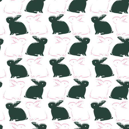 Easter Bunny Seamless Pattern. Vector illustration. Great for Easter, birthday, party, gift wrapping, wallpaper, textile and scrapbookのイラスト素材