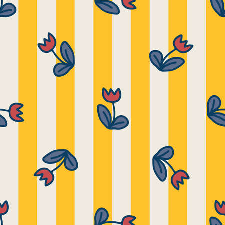 Flower Vertical Stripes Seamless Pattern. Vector illustration. Perfect for party, fashion,...