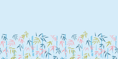 Bamboo Frame Border Seamless Pattern. Vector illustration. Great for birthday, party, gift wrapping, wallpaper, textile and scrapbookのイラスト素材