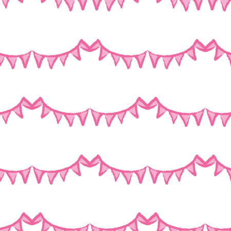 Streamers Flags Bunting Seamless Pattern. Vector illustration. Perfect for party, fashion, decoration, textile design, background, illustration, carpet, tiles and rug.のイラスト素材