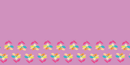 Flower Frame Border Seamless Pattern. Vector illustration. Perfect for party, fashion, decoration, textile design, background, illustration, carpet, tiles and rug.のイラスト素材