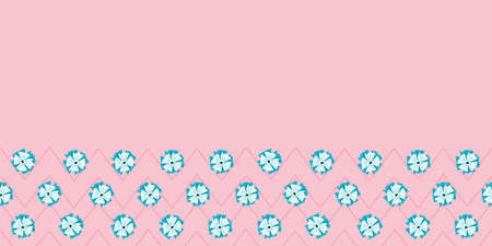 Flower Zigzag Frame Border Seamless Pattern. Vector illustration. Perfect for party, fashion, decoration, textile design, background, illustration, carpet, tiles and rug.のイラスト素材