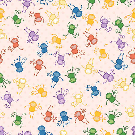 Monkey Stars Seamless Pattern. Vector illustration. Perfect for party, fashion, decoration, textile design, background, illustration, carpet, tiles and rug.の写真素材
