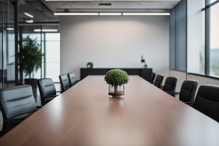 Empty office open space interior. Business conference company backgroundの素材