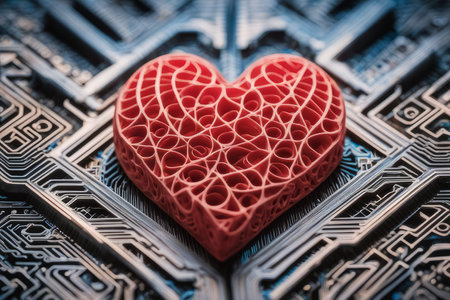 Human heart printed on Medicine 3d printer. Concept new technology transplant organ.の素材