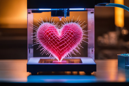 Medicine 3d printer for organ heart printed. Concept new technology transplant.の素材
