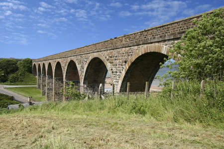 Former railway viaduct with arches at Cullen Bay, Aberdeenshireの写真素材