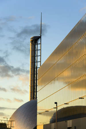 Varied modern architecture at sunset in Glasgowの写真素材